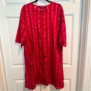 Gudrun Sjoden Bright Pink/Red Short Sleeve Tunic Size Medium
